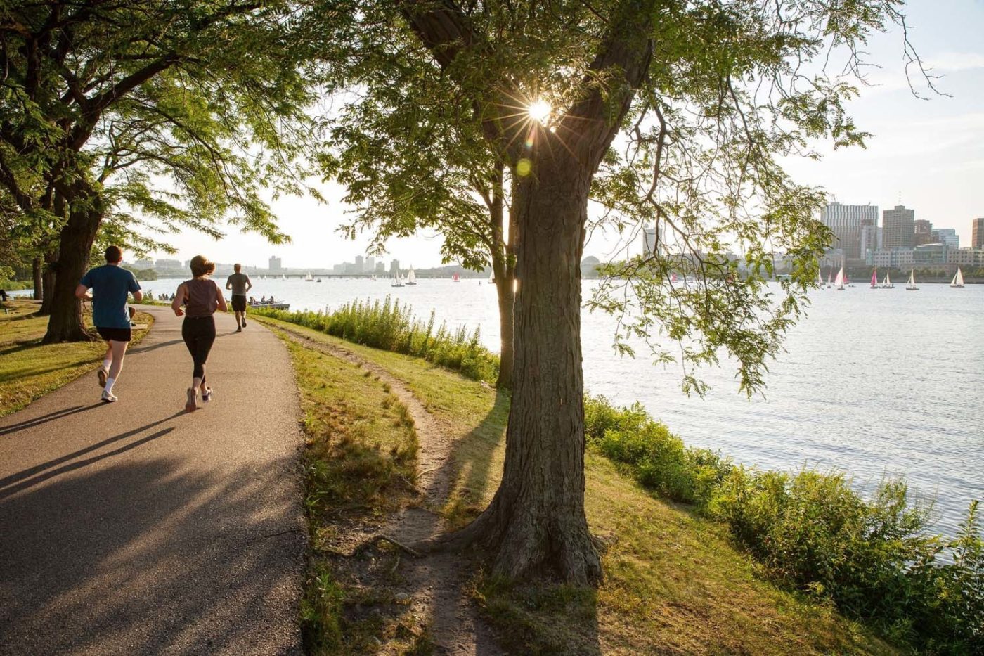 Joggers along the Charles River